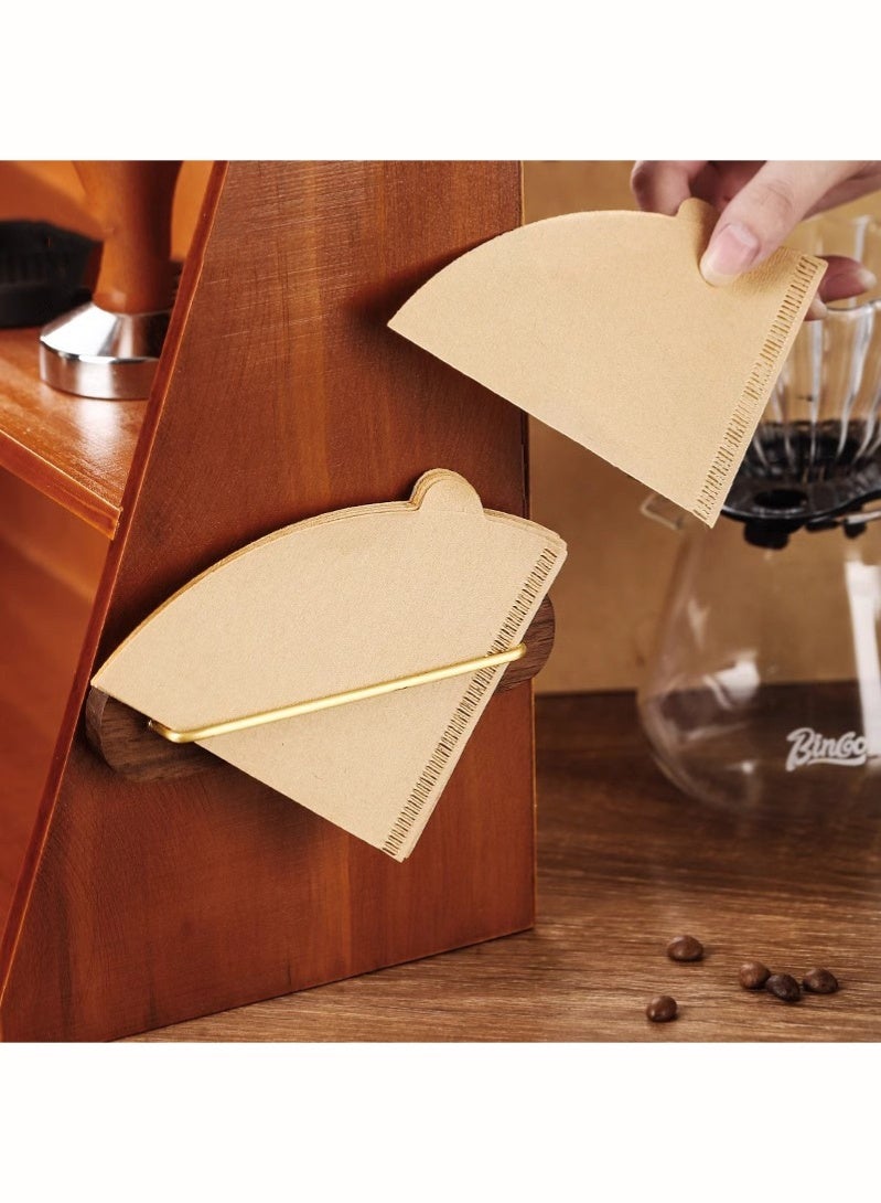 Joybos Walnut Base Coffee Filter Holder |  Filter Paper Storage Rack  No-Drill Wall-Mounted Pour-Over Coffee Filter Holder | Compatible with V60, Fan & Flat-Bottom Filters | Kitchen Countertop Organizer Stand - Image 4